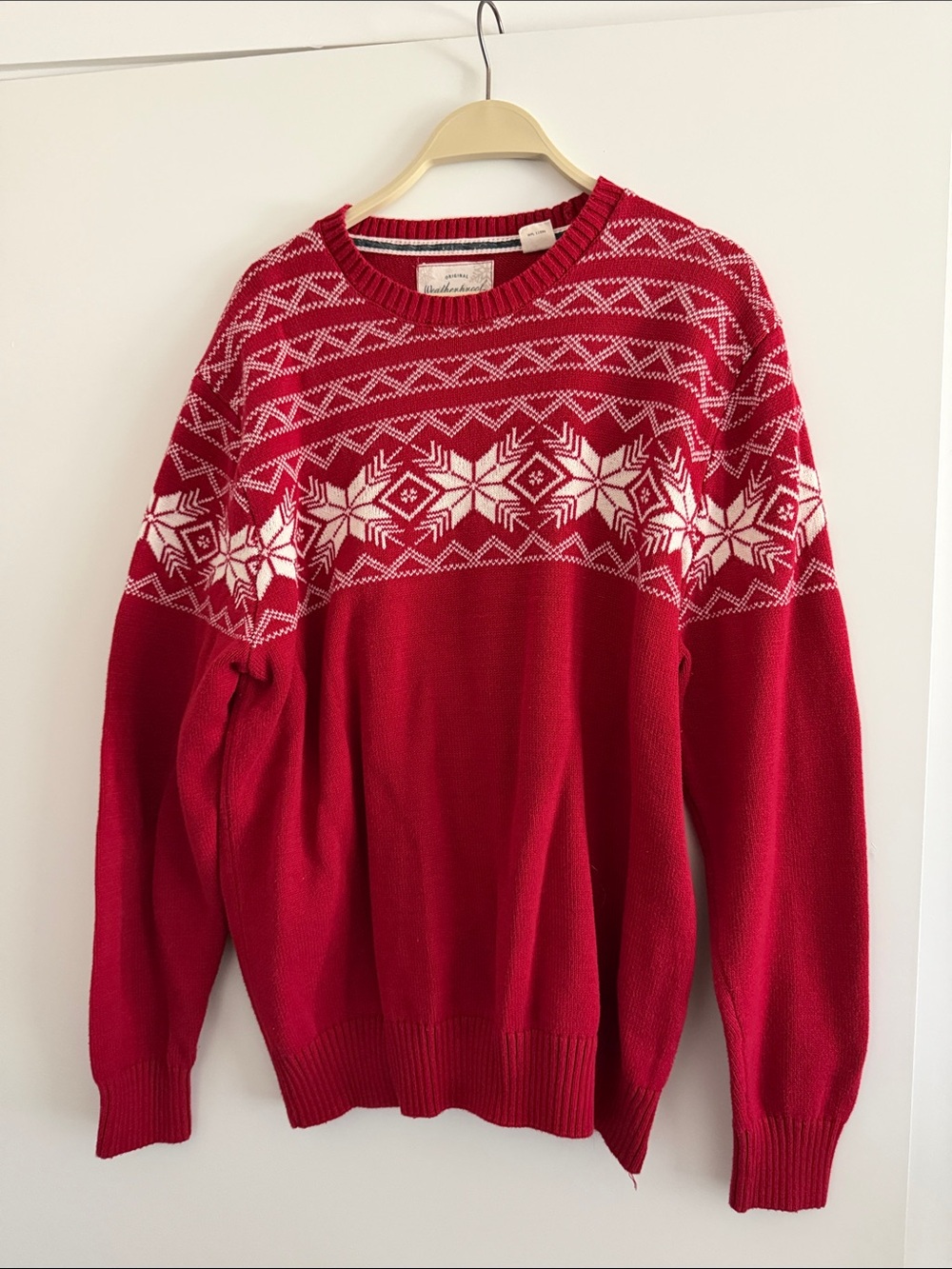 Weatherproof Red Fair Isle Crewneck Sweater for Men